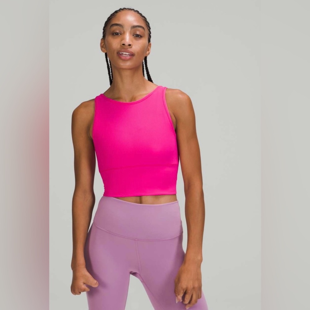 Only Worn Once, Lululemon Power Pivot Tank, Reversible, Size 2 in Sonic Pink.